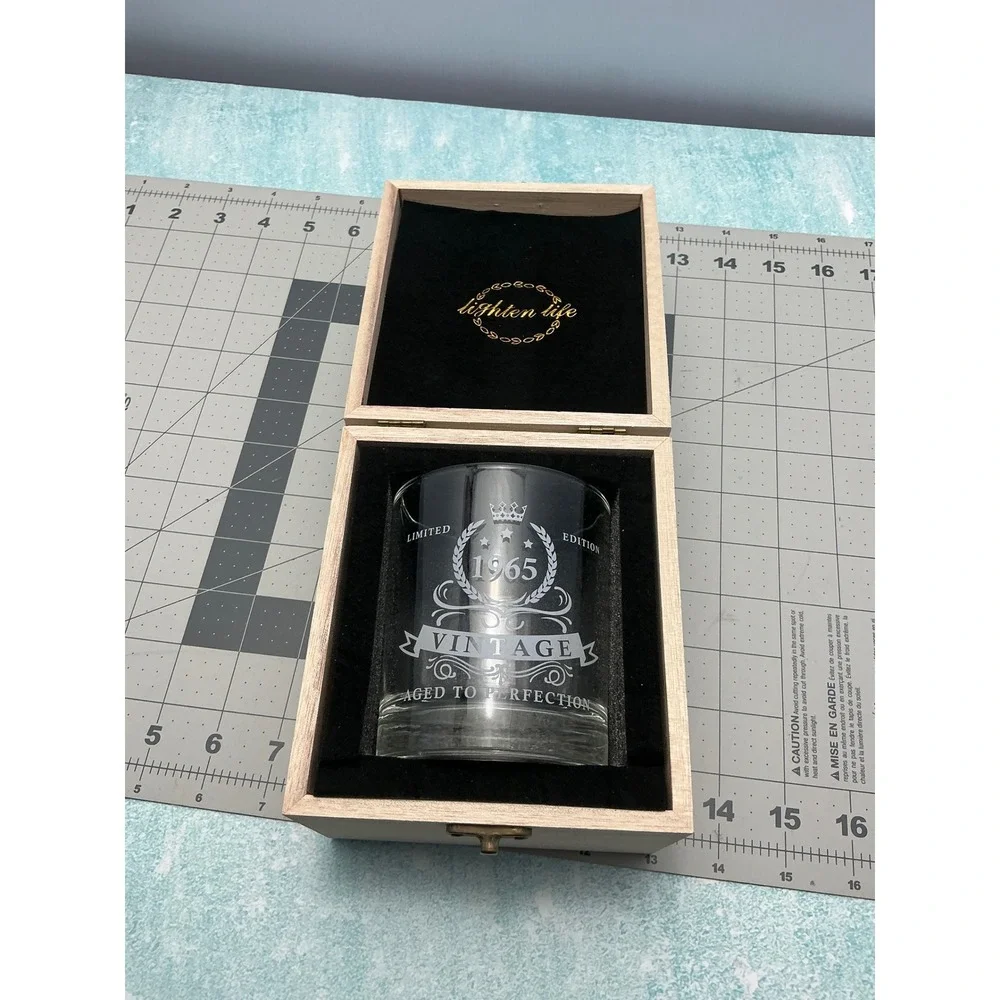 1965 Vintage Etched Whiskey Glass Limited‎ Edition Birthday Gift